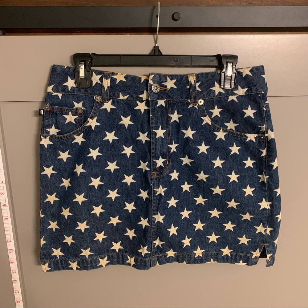 Quizz Y2K 90’s Vintage Denim Star Pattern Americana Skirt Size 7/8
